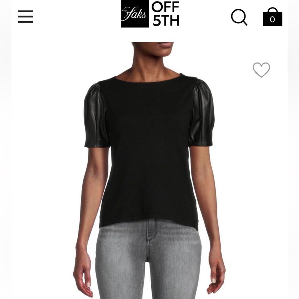 SIONI
Puff Sleeve Faux Leather Top